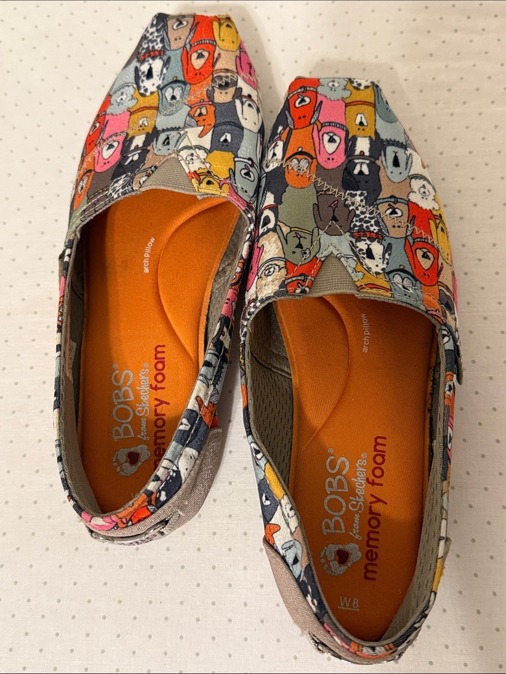 BOBS from Skechers Multi-Color Canvas Slip-On Flats with Dog Print